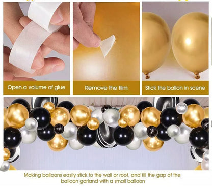 Luxury Black & Gold Balloon Garland Kit - 88 pcs - Metallic Golden Confetti Latex Balloons