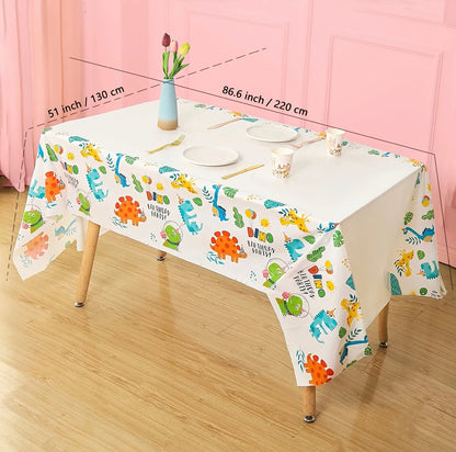 Dinosaur Party Table Cloth -  Disposable Waterproof Table Cover 86'' x 51''