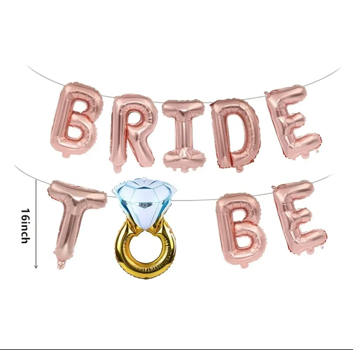 Bride To Be Foil Rose Gold Balloon Letter Set - 16" - Rose Gold Foil Balloons.