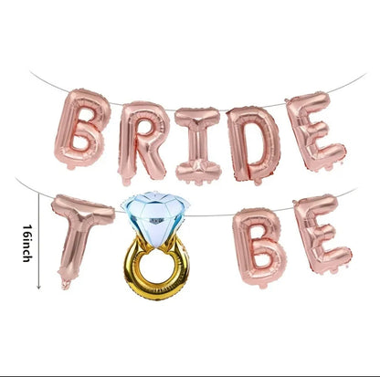 Bride To Be Foil Rose Gold Balloon Letter Set - 16" - Rose Gold Foil Balloons.