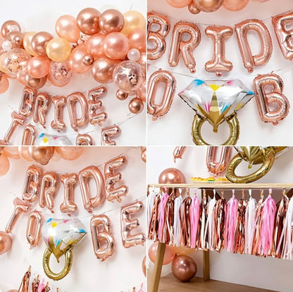 Bride To Be Foil Rose Gold Balloon Letter Set - 16" - Rose Gold Foil Balloons.