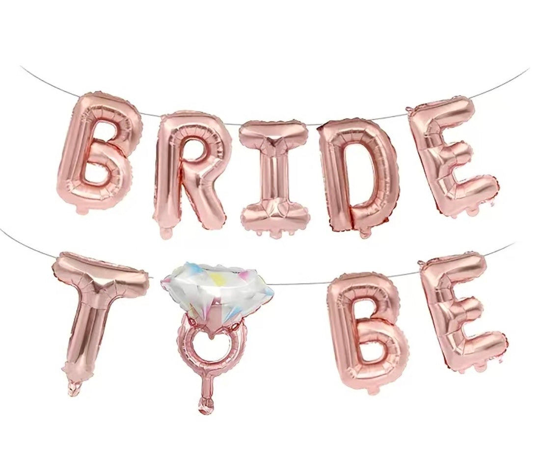 Bride To Be Foil Rose Gold Balloon Letter Set - 16" - Rose Gold Foil Balloons.