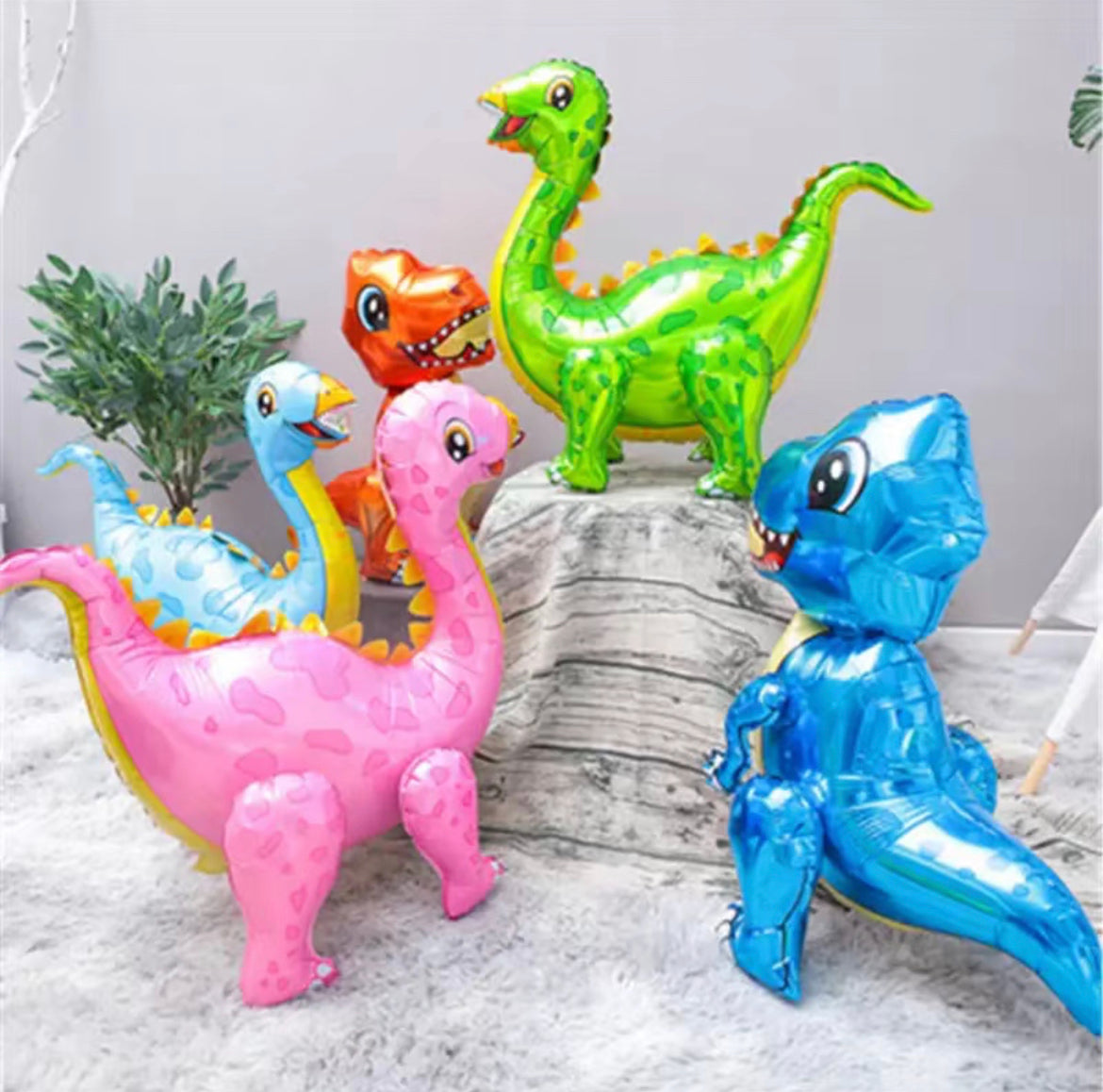 Dinosaur Balloon for Birthday Party Decorations - Giant 3D Self-Standing Dinosaur Balloon 22'' - Available in 3 colors - Cute Self-Standing Dino Aluminum Balloons