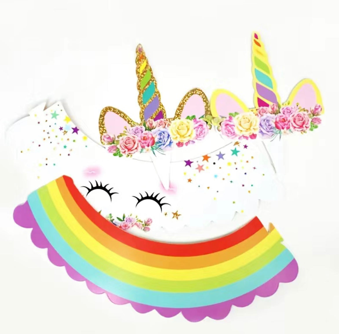 Unicorn-themed Birthday Double-sided Cupcake Holders - Set of 12 - Unicorn-themed Party Decoration