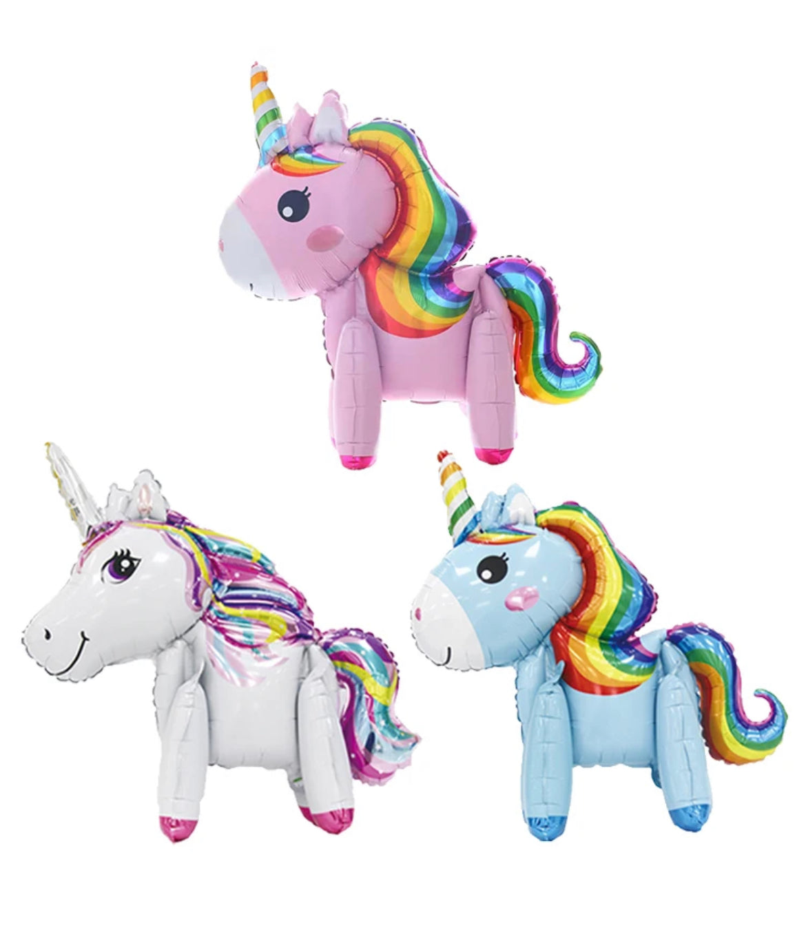 Unicorn Balloons Set - JUMBO SIZE 33"- Self-Stand Balloon - Pack of 3 Balloons, 1 Of Each Style