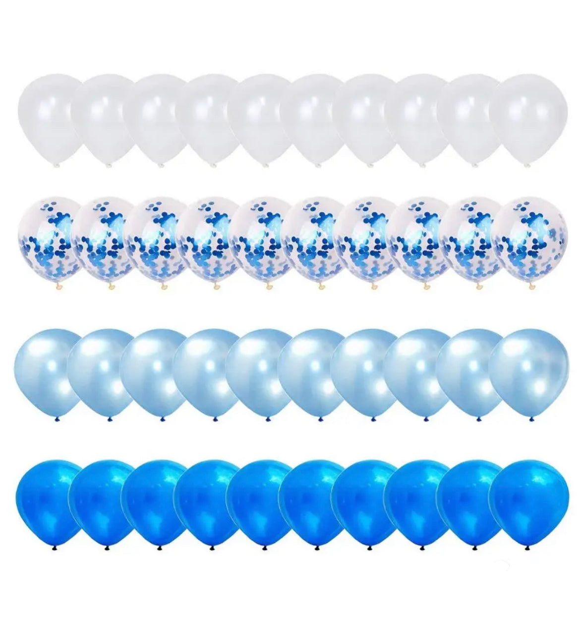 Blue - White Balloons - Set Of 40