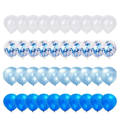 Blue - White Balloons - Set Of 40