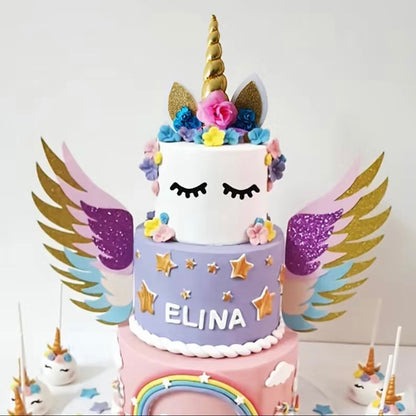 Unicorn Queen With Rainbow Swing Cake Topper Kit - 4 Pcs - Unique And Adorable Design For Unicorn-themed Birthday Party