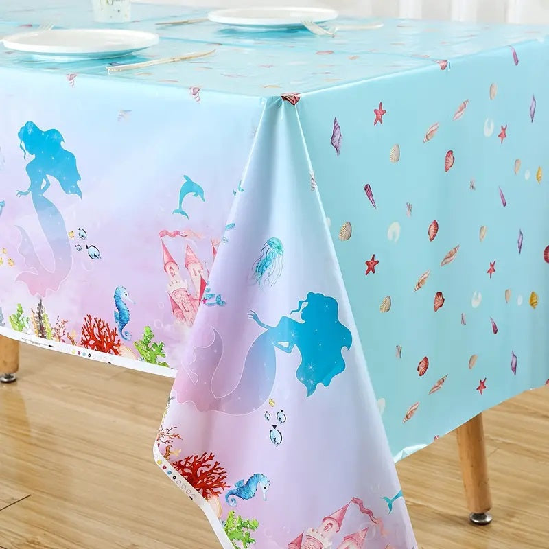 Mermaid-themed Party Disposable Tablecloth