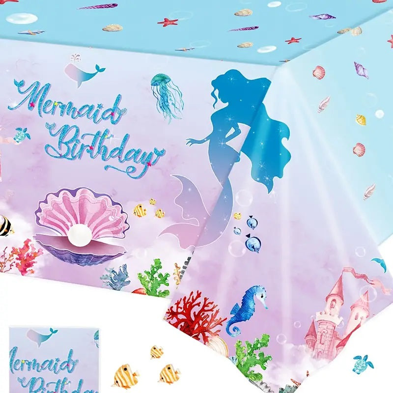 Mermaid-themed Party Disposable Tablecloth