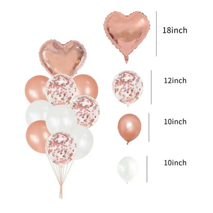 Rose Golden Heart Love Latex Balloons Set, Set of 20, 40, or 80 Balloons, Birthday Party Decoration Balloons, Balloons For Wedding Valentines Day Anniversary Decoration