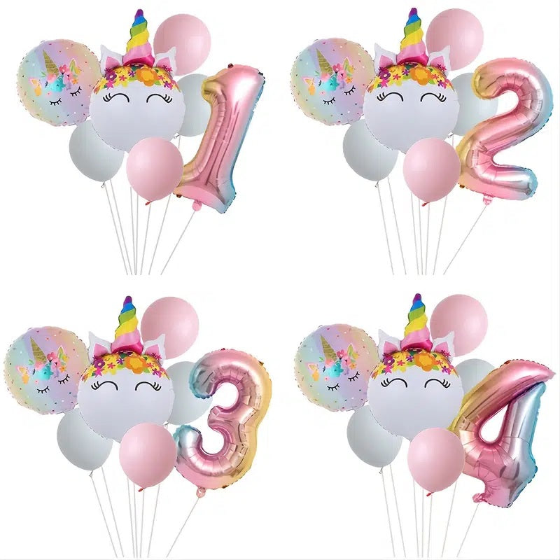 Unicorn Number Birthday Balloons Set - 124 pcs - Unicorn Balloon Pastel Pink Arch Kit - Unicorn Balloon - Set of Number And Unicorn-Themed Balloons