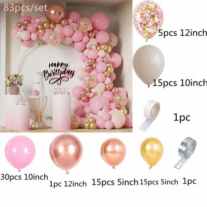 Unicorn Rose Pink Golden Balloon Garland Kit - 90 pcs - Unicorn Balloon Pastel Pink Arch Kit - Unicorn Balloon - Set of Number Balloons